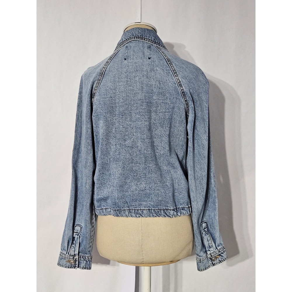 Scoop Women's Denim Bomber Jacket w/Drawstring Waist XS (0-2) - Picture 2 of 10